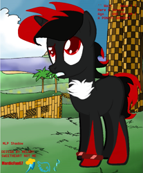 Size: 699x846 | Tagged: safe, artist:mardicfan67, artist:melodysweetheart, base used, species:pony, crossover, green hill zone, ponified, shadow the hedgehog, sonic the hedgehog (series)