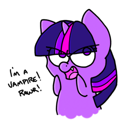 Size: 896x896 | Tagged: safe, artist:slightinsanity, character:twilight sparkle, fangs, female, glare, open mouth, rawr, simple background, smirk, solo, transparent background, vampire