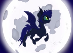Size: 1048x762 | Tagged: safe, artist:dualtry, oc, species:bat pony, species:pony, bat pony oc, digital art, flying, full moon, male, moon, moonlight, night, solo, stallion