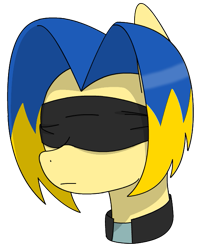 Size: 515x650 | Tagged: safe, artist:lonebigcity, oc, oc:spadok svechkar, species:earth pony, species:pony, blindfold, collar, female, mare, simple background, solo, transparent background, two toned mane