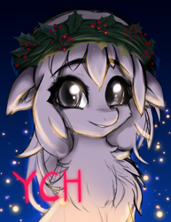 Size: 800x1034 | Tagged: safe, artist:shoggoth-tan, christmas, commission, holiday, solo, wreath, ych sketch, your character here