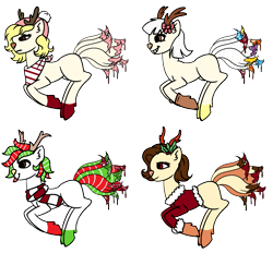 Size: 1696x1572 | Tagged: safe, artist:ponebox, oc, oc only, species:pony, antlers, clothing, crossover, grin, neckerchief, ninetales, pokémon, ponified, reindeer antlers, scarf, simple background, smiling, transparent background