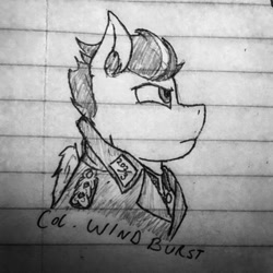 Size: 400x400 | Tagged: safe, artist:biergarten13, oc, oc only, fallout equestria, colonel, fallout equestria: ghosts of the past, german, lined paper, officer, solo, traditional art, world war ii