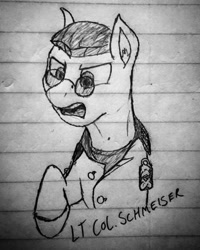 Size: 400x500 | Tagged: safe, artist:biergarten13, oc, oc only, fallout equestria, colonel, fallout equestria: ghosts of the past, lined paper, military, officer, solo, traditional art, world war ii