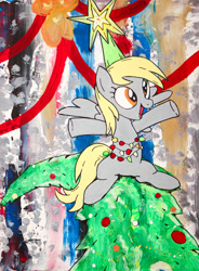 Size: 1400x1903 | Tagged: safe, artist:aquilateagle, character:derpy hooves, episode:a hearth's warming tail, g4, my little pony: friendship is magic, cute, derpabetes, derpy star, hearth's warming tree, scene interpretation, tree, twilight's castle