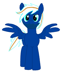 Size: 1158x1392 | Tagged: safe, artist:lukington17, oc, oc only, oc:electric blue, species:pegasus, species:pony, 2020 community collab, derpibooru community collaboration, looking at you, male, photo, simple background, solo, transparent background, wings
