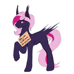 Size: 2000x2000 | Tagged: safe, artist:lilac, oc, oc:lilac mist, species:bat pony, 2020 community collab, derpibooru community collaboration, bat pony oc, bat wings, sign, simple background, solo, text, transparent background, wings