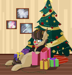 Size: 3024x3172 | Tagged: safe, artist:angelina-pax, character:applejack, character:pinkie pie, character:princess luna, oc, oc:time liz, species:alicorn, species:earth pony, species:pony, antlers, blank flank, christmas, christmas lights, christmas tree, clothing, coat, collar, fake antlers, female, glasses, high res, holiday, holly, holly mistaken for mistletoe, mare, present, red nose, spirit of hearth's warming past, spirit of hearth's warming presents, spirit of hearth's warming yet to come, tree, ych result