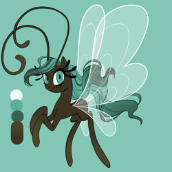 Size: 1080x1080 | Tagged: safe, artist:graphic-ginger, oc, oc only, species:breezies, adoptable, flying, green background, looking at you, reference sheet, simple background, smiling, solo