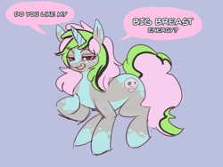 Size: 1191x895 | Tagged: safe, artist:general-irrelevant, oc, oc only, oc:scelli, species:pony, species:unicorn, crack ship offspring, simple background, text
