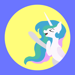 Size: 8000x8000 | Tagged: safe, artist:egor418, character:princess celestia, species:alicorn, species:pony, ethereal mane, female, galaxy mane, lineless, mare, minimalist, modern art, simple background, singing, solo