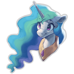 Size: 1000x1000 | Tagged: safe, artist:vanillaghosties, edit, character:princess celestia, species:alicorn, species:pony, bust, cropped, cute, cutelestia, ethereal mane, eye clipping through hair, eyebrows, eyebrows visible through hair, female, floppy ears, mare, missing accessory, peytral, simple background, smiling, solo, transparent background, white outline