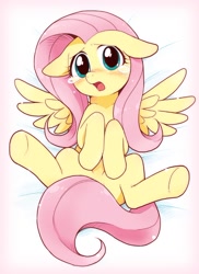 Size: 752x1031 | Tagged: dead source, safe, artist:azuharu, character:fluttershy, species:pony, adorasexy, blushing, body pillow, body pillow design, crying, cute, female, floppy ears, looking at you, on back, pixiv, sexy, shyabetes, solo, spread legs, strategically covered, tail censor