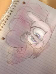 Size: 3072x4096 | Tagged: safe, artist:packy paca, character:pinkie pie, species:pony, female, lined paper, pinkie being pinkie, solo, tongue out, traditional art