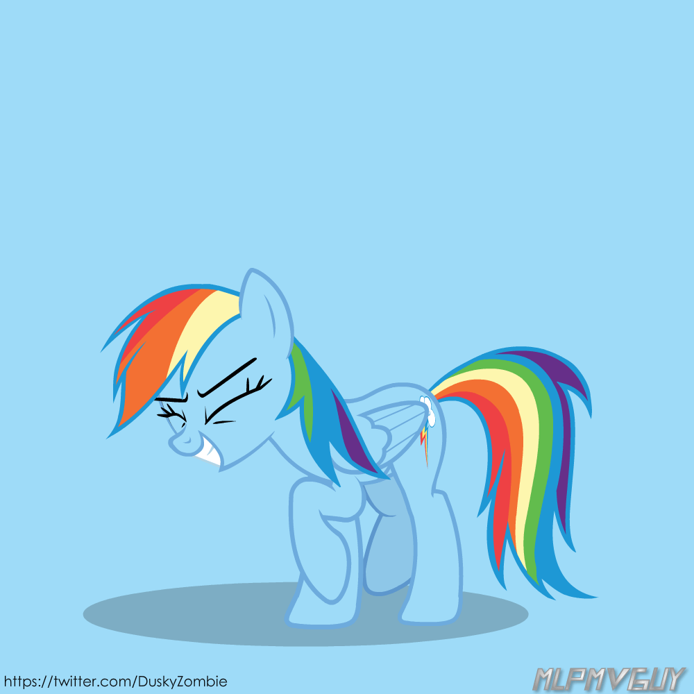 Size: 1000x1000 | Tagged: safe, artist:duskyzombie, character:rainbow dash, species:pegasus, species:pony, episode:she's all yak, g4, my little pony: friendship is magic, animated, blue background, dancing, female, mare, pony prance, simple background, solo