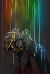 Size: 720x1080 | Tagged: safe, artist:wacky-skiff, character:rainbow dash, species:pegasus, species:pony, fanfic:rainbow factory, female, liquid rainbow, mare, rainbow, shrunken pupils, solo, spectra