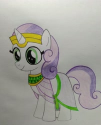 Size: 3120x3861 | Tagged: safe, artist:bsw421, character:sweetie belle, species:pony, species:unicorn, egyptian, female, mare, solo, traditional art