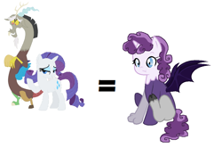 Size: 1048x696 | Tagged: safe, artist:soarindash10, character:discord, character:rarity, parent:discord, parent:rarity, parents:raricord, ship:raricord, hybrid, interspecies offspring, offspring, shipping, simple background, straight, white background