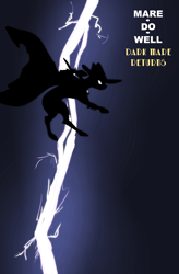 Size: 2188x3341 | Tagged: safe, artist:xander, character:mare do well, species:pony, batman, cape, clothing, cover art, female, hat, lightning, mare, silhouette, solo