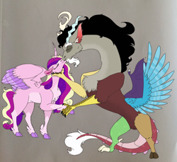 Size: 1894x1738 | Tagged: safe, artist:nightshade2004, character:discord, character:princess cadance, discodance, female, infidelity, kissing, male, shipping, straight