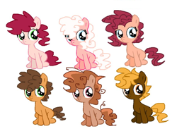 Size: 900x696 | Tagged: safe, artist:soarindash10, oc, oc only, parent:cheese sandwich, parent:pinkie pie, parents:cheesepie, species:pony, blank flank, brothers, curly mane, earth pony oc, female, male, next generation, offspring, siblings, simple background, sisters