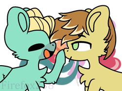 Size: 1000x748 | Tagged: safe, artist:firefox238, artist:nootnuts, base used, character:feather bangs, character:zephyr breeze, species:earth pony, species:pegasus, species:pony, bedroom eyes, boop, chest fluff, ear fluff, eyes closed, gay, looking at each other, male, raised hoof, shipping, simple background, stallion, transparent background, zephyrbangs