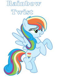 Size: 952x1268 | Tagged: safe, artist:soarindash10, oc, oc only, parent:rainbow dash, parent:soarin', parents:soarindash, species:pegasus, species:pony, cutie mark, lidded eyes, multicolored hair, next generation, offspring, pegasus oc, rainbow hair, rainbow tail, simple background, smiling, solo, upright, wings