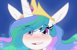Size: 1024x662 | Tagged: safe, artist:sirena-flitter, character:princess celestia, species:alicorn, species:pony, blushing, crying, female, solo, tears of joy