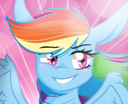 Size: 826x670 | Tagged: safe, artist:sirena-flitter, character:rainbow dash, species:pegasus, species:pony, female, grin, smiling, solo