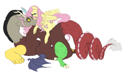 Size: 6593x4194 | Tagged: safe, artist:snspony, character:discord, character:fluttershy, species:draconequus, species:pegasus, species:pony, ship:discoshy, female, male, shipping, straight