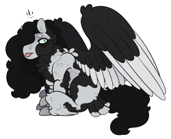 Size: 1623x1323 | Tagged: safe, artist:snootsnooter, oc, oc only, oc:topsy turvy, parent:doctor caballeron, parent:lucky clover, species:pegasus, species:pony, snootverse, digital art, next generation, oc mother, offspring, parents:cloverlleron, simple background, tail feathers, tongue out, transparent background, unshorn fetlocks