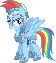 Size: 2300x2607 | Tagged: safe, artist:midnite99, character:rainbow dash, episode:the crystal empire, g4, my little pony: friendship is magic, armor, crystal guard armor, grin, simple background, smiling, spread wings, transparent background, vector, wings