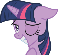 Size: 2521x2378 | Tagged: safe, artist:midnite99, character:twilight sparkle, character:twilight sparkle (unicorn), species:pony, species:unicorn, episode:lesson zero, g4, my little pony: friendship is magic, female, one eye closed, simple background, solo, transparent background, vector, wink