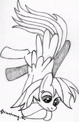 Size: 1616x2496 | Tagged: safe, artist:midnite99, character:rainbow dash, species:pegasus, species:pony, flying, monochrome, traditional art