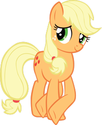Size: 2214x2709 | Tagged: safe, artist:midnite99, character:applejack, species:earth pony, species:pony, episode:the last roundup, g4, my little pony: friendship is magic, crossed hooves, cute, female, jackabetes, missing accessory, simple background, solo, transparent background, vector