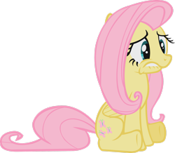 Size: 2625x2285 | Tagged: safe, artist:midnite99, character:fluttershy, episode:stare master, g4, my little pony: friendship is magic, female, sad, simple background, sitting, solo, transparent background, vector