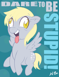 Size: 500x647 | Tagged: safe, artist:kevinbolk, character:derpy hooves, species:pegasus, species:pony, g4, colored pupils, dare to be stupid, female, mare, photoshop, solo, song reference, tongue out, weird al yankovic
