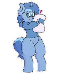Size: 1095x1303 | Tagged: safe, artist:retro_hearts, oc, oc:conicaw, species:pony, species:unicorn, belly button, clothing, glasses, hoodie, looking at you, male, pillow, simple background, solo, transparent background, wide hips