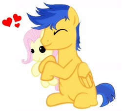Size: 1280x1162 | Tagged: safe, artist:ilovegreendeathsalot, character:flash sentry, character:fluttershy, female, flutterflash, heart, male, plushie, shipping, simple background, smiling, straight, white background