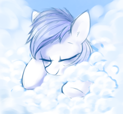 Size: 606x560 | Tagged: safe, artist:some_ponu, character:rainbow dash, species:pegasus, species:pony, cloud, female, lying on a cloud, monochrome, on a cloud, sketch, sleeping, sleeping on a cloud, solo