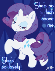 Size: 500x647 | Tagged: safe, artist:kevinbolk, character:rarity, species:pony, species:unicorn, g4, bedroom eyes, cutie mark background, female, looking back, mare, photoshop, raised hoof, she's so high, solo, song reference, tal bachman