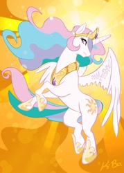 Size: 600x840 | Tagged: safe, artist:kevinbolk, character:princess celestia, species:alicorn, species:pony, g4, action pose, female, hoof shoes, mare, photoshop, rearing, solo, spread wings, wings