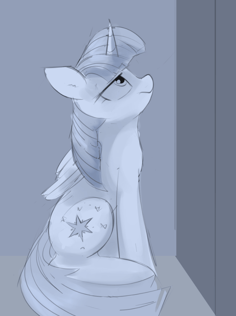 Size: 800x1071 | Tagged: safe, artist:some_ponu, character:twilight sparkle, character:twilight sparkle (alicorn), species:alicorn, species:pony, animated, female, gif, mare, monochrome, sketch, solo