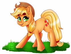 Size: 1024x768 | Tagged: safe, artist:heveagoodday, artist:meqiopeach, character:applejack, species:earth pony, species:pony, clothing, cowboy hat, cute, ear fluff, female, hat, jackabetes, mare, open mouth, simple background, solo, white background