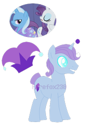 Size: 418x616 | Tagged: safe, artist:firefox238, character:rarity, character:trixie, oc, oc only, parent:rarity, parent:trixie, parents:rarixie, female, lesbian, magical lesbian spawn, offspring, rarixie, shipping, simple background, transparent background