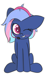 Size: 1024x1756 | Tagged: safe, artist:windykirin, oc, oc:bit rate, species:earth pony, species:pony, cute, female, headset, mare, mascot, ponyfest online, simple background, sitting, solo, transparent background