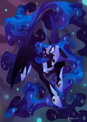 Size: 774x1080 | Tagged: safe, artist:frgtmenot_mind, character:nightmare moon, character:princess luna, species:alicorn, species:pony, ethereal mane, female, floppy ears, galaxy mane, mare, open mouth, profile, solo
