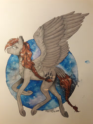Size: 3096x4128 | Tagged: safe, artist:clarissa0210, oc, oc:silver storm, species:pegasus, species:pony, crying, female, high res, mare, solo, traditional art