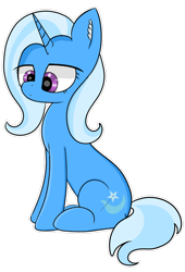 Size: 1024x1510 | Tagged: safe, artist:windykirin, character:trixie, species:pony, species:unicorn, female, mare, sad, simple background, sitting, solo, transparent background