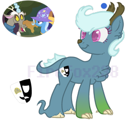 Size: 1280x1216 | Tagged: safe, artist:firefox238, character:discord, character:trixie, oc, parent:discord, parent:trixie, parents:trixcord, female, hybrid, interspecies offspring, male, offspring, shipping, simple background, straight, transparent background, trixcord